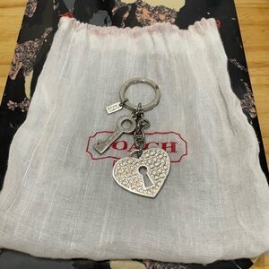 Coach heart lock and key keychain